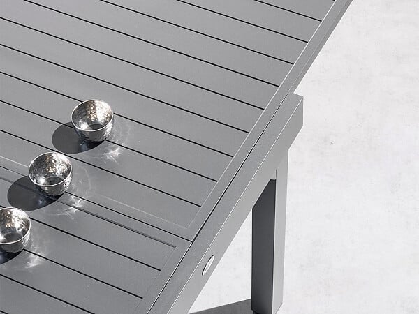 HESPERIDE - Ensemble repas table extensible alu 4/8 places Graphite + 8 fauteuils Piazza - Hespéride - large