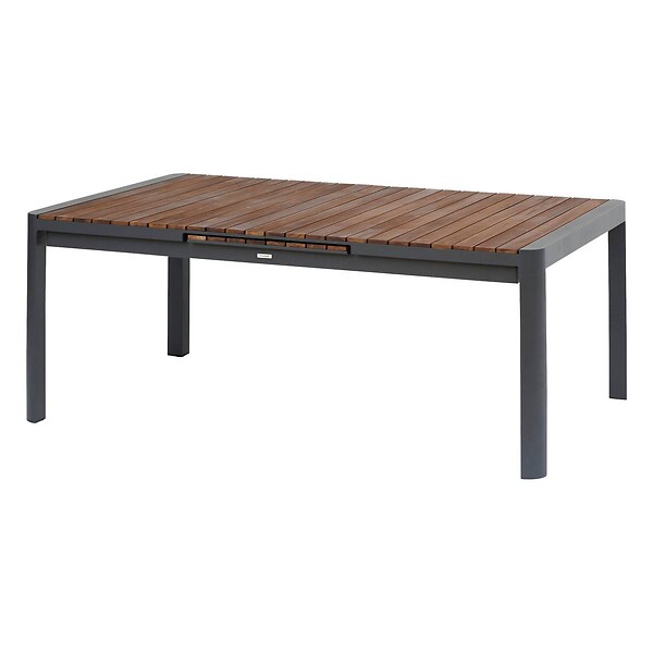 HESPERIDE - Table de jardin extensible "Paradize" Noyer & graphite 12 places en aluminium et acacia - large