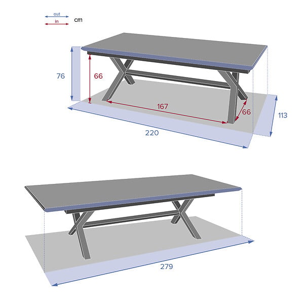 HESPERIDE - Table de jardin extensible "Axiome" en aluminium lin & blanc traité époxy 10 places - large
