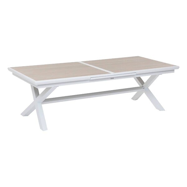 HESPERIDE - Table de jardin extensible "Axiome" en aluminium lin & argile traité époxy 12 places - large