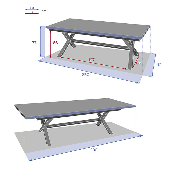 HESPERIDE - Table de jardin extensible "Axiome" en aluminium lin & blanc traité époxy 12 places - large