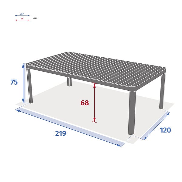 HESPERIDE - Table de jardin rectangulaire "Paradize" acacia en aluminium - large