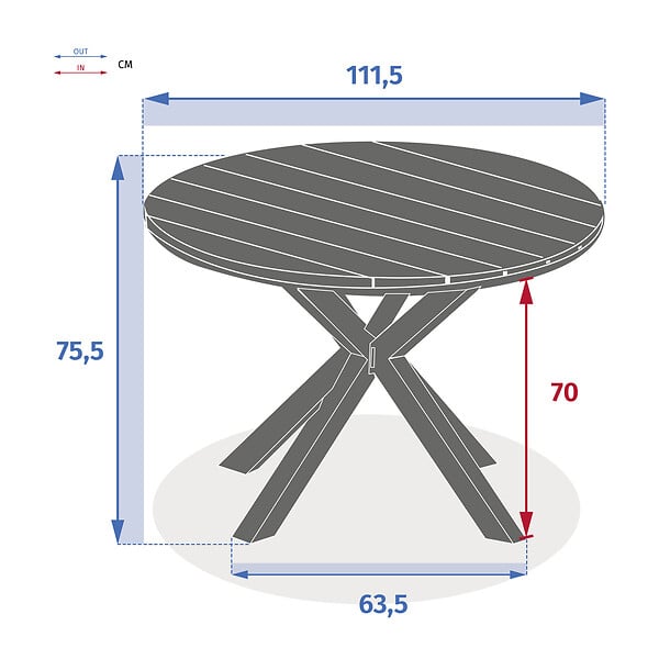 HESPERIDE - Table de jardin "Oriengo" acacia  & blanc 4 places en aluminium traité époxy - large