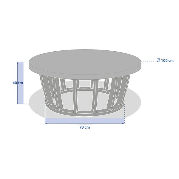 HESPERIDE - Table basse de jardin ronde "Lemindo" 100cm en eucalyptus - large