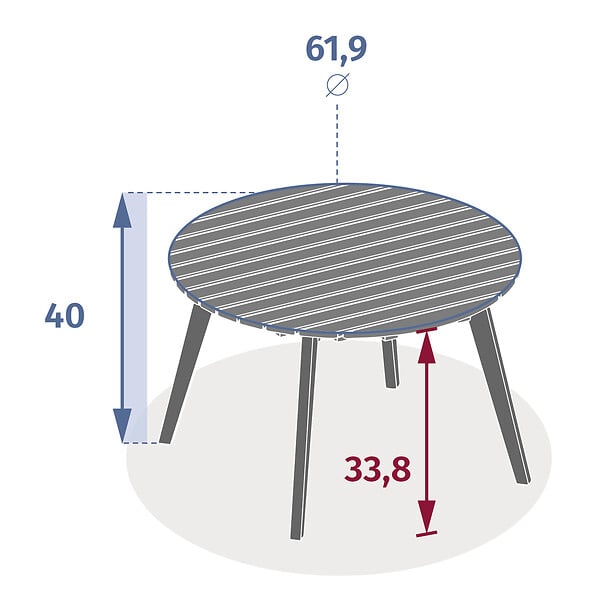 HESPERIDE - Table d''appoint de jardin ronde "Olvinia" acacia 67x40cm - large