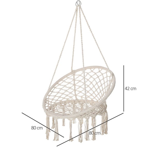 OUTSUNNY - Chaise suspendue chaise hamac de voyage portable Ø 80 x 42H m macramé coton polyester beige - large