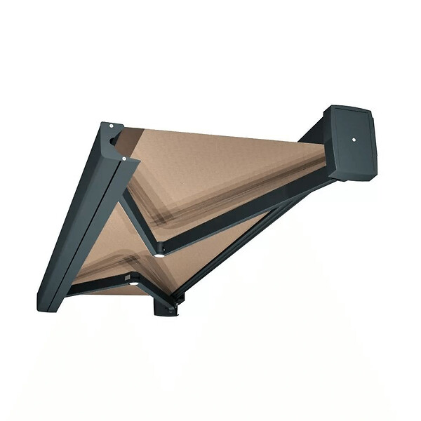 INTERSUN - Store banne coffre intégral SOA 6,00x3,50 M (Motorisé Secours à Télécommande + LED - Gris anthracite structuré RAL7016ST - Taupe 250g/m²) - large