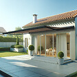 INTERSUN - Store banne coffre intégral SOA 6,00x3,50 M (Motorisé Secours à Télécommande + LED - Gris anthracite structuré RAL7016ST - Taupe 250g/m²) - vignette