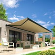 INTERSUN - Store banne coffre intégral HEVOA 5,00x3,50 M (Motorisé Secours à Télécommande + LED - Gris anthracite structuré RAL7016ST - Écru 250g/m²) - vignette