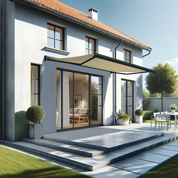 INTERSUN - Store banne coffre intégral CELESTE 5,00x3,00 M (Manuelle - Gris anthracite structuré RAL7016ST - Écru 250g/m²) - large
