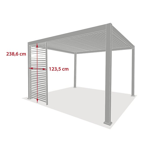 HESPERIDE - Persienne pour pergola bioclimatique "Evora" - 1/3 côté - 1,2 x 2,3 m Graphite - large