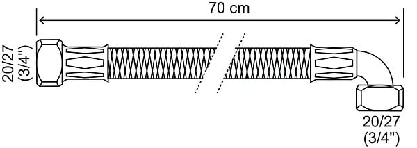 SOMATHERM FOR YOU - Flexible chauffage 1 écrou tournant 3/4" - 1 écrou tournant coudé 3/4" - 700 mm - large