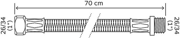 SOMATHERM FOR YOU - Flexible chauffage 1 écrou tournant 1" - 1 raccord Mâle 1" - 700 mm - large