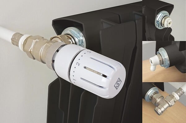 CENTRALE BRICO - Kit thermostatique T301 équerre universel complet en laiton blanc - large