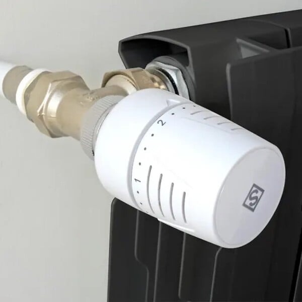 CENTRALE BRICO - Robinet thermostatique T302 équerre 3/4 en laiton blanc - large