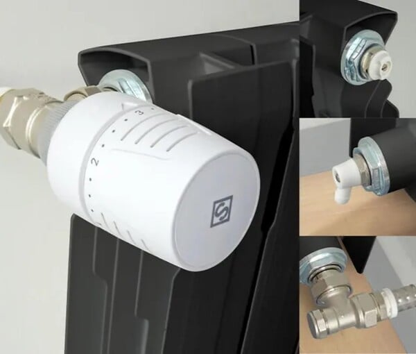 CENTRALE BRICO - Kit thermostatique T302 équerre universel complet en laiton blanc - large
