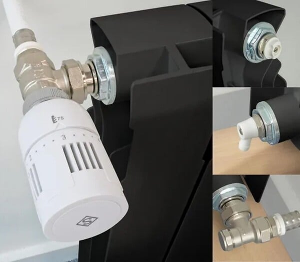 CENTRALE BRICO - Kit thermostatique T303 équerre universel complet en laiton blanc - large