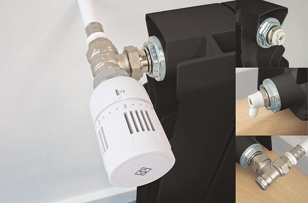 CENTRALE BRICO - Kit thermostatique T303 équerre universel complet en laiton blanc - large