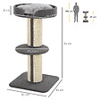 PAWHUT - Arbre à chat avec griffoir centre d'activités 2 plateformes coussin gris - vignette