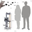 PAWHUT - Arbre à chats multi-équipements griffoirs grattoirs plateformes niche jeu boule suspendue Ø 48 x 104H cm gris - vignette