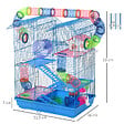 PAWHUT - Cage pour Hamster Souris Petit Animaux Rongeur avec Tunnel Mangeoire Roue Jouet 47 x 30 x 59 cm cm Bleu - vignette