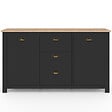 ID MARKET - Buffet 130 cm ISIS campagne 2 portes et 3 tiroirs bois et noir - vignette