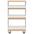 ID MARKET - Desserte de cuisine gain de place HAGA chariot de rangement à étages blanc et façon hêtre - vignette