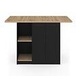 ID MARKET - Ilot central BAO 140 cm 4 personnes bois noir avec plan de travail façon hêtre - vignette