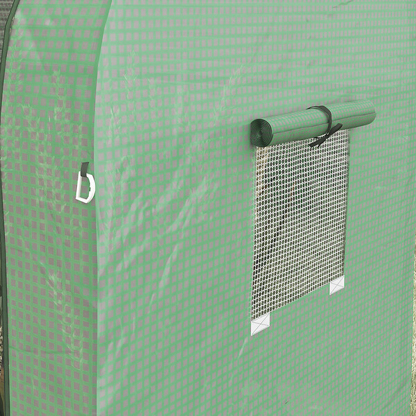 OUTSUNNY - Serre de jardin 1,8 m² - 2 portes zippées 4 fenêtres - acier PE vert - large
