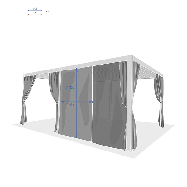 HESPERIDE - Kit de rideaux, moustiquaires et de rails pour pergola bioclimatique "Evora" 6 x 3,6m Graphite - large