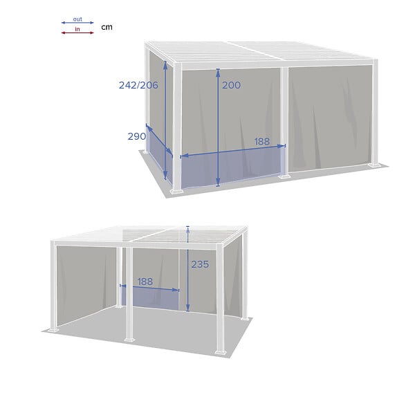 HESPERIDE - Rideaux pour pergola "Avila" ardoise 4x3m en polyester - large