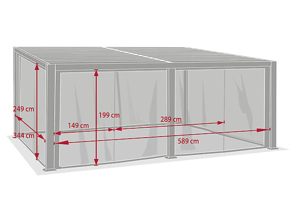 HESPERIDE - Moustiquaire pour pergola bioclimatique "Avila" graphite 6 x 3,5m en polyester - large