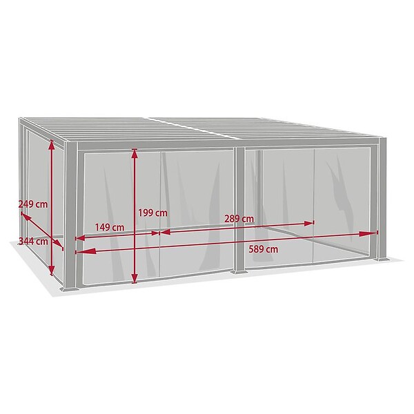 HESPERIDE - Moustiquaire pour pergola bioclimatique "Avila" graphite 6 x 3,5m en polyester - large