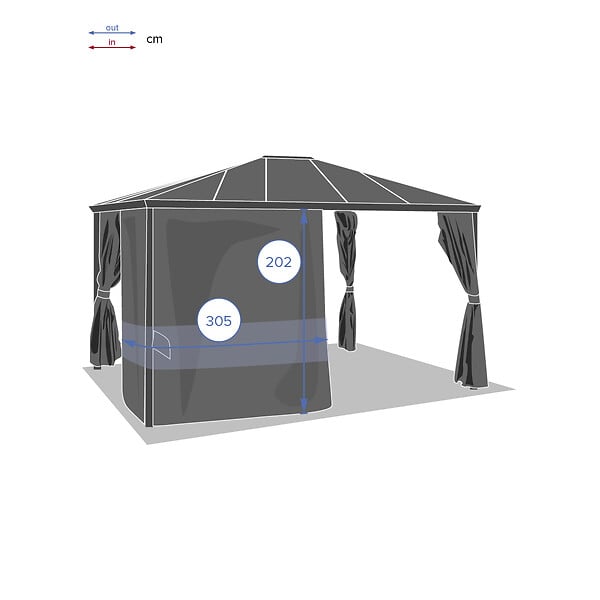 HESPERIDE - Rideaux pour pergola "Belize" 3,6x3m ardoise en polyester - large