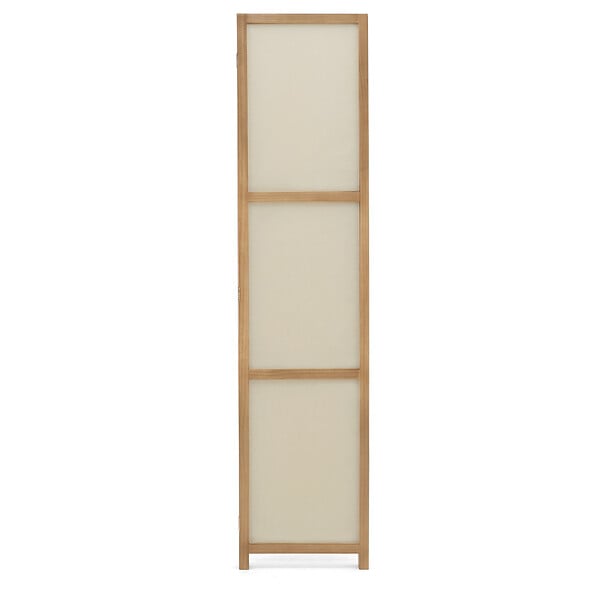 ID MARKET - Paravent intérieur bois et tissu beige - large