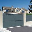 INTERSUN - Portail double battant motorisé plein L 3500 x H 1757 mm - Gris anthracite RAL 7016 - vignette