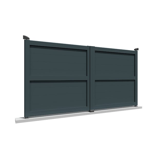 INTERSUN - Portail double battant motorisé plein L 3500 x H 1757 mm - Gris anthracite RAL 7016 - large