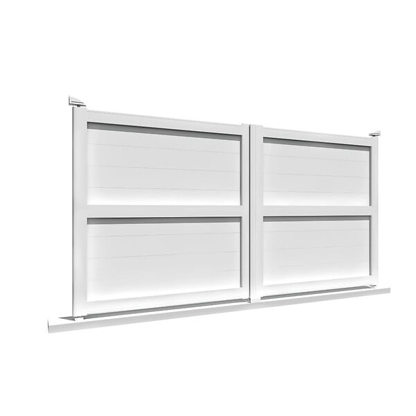 INTERSUN - Portail double battant motorisé plein L 3500 x H 1907 mm (Blanc satiné RAL9010) - large