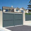 INTERSUN - Portail double battant motorisé plein L 3500 x H 1907 mm - Gris anthracite RAL 7016 - vignette