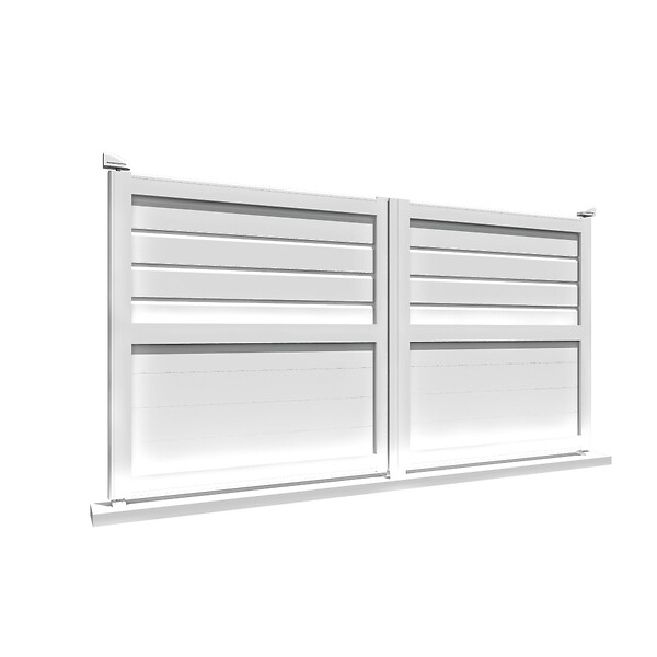 INTERSUN - Portail double battant motorisé mixte L 3000 x H 1595 mm - Blanc RAL 9010 - large