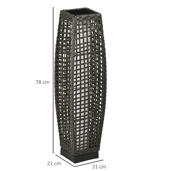 OUTSUNNY - Lampadaire LED solaire de jardin style colonial dim. 21L x 21l x 78H cm résine tressée filaire grise - large