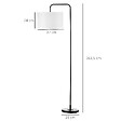 HOMCOM - Lampadaire design néo-rétro max. 40 W 163H cm abat-jour circulaire aspect lin blanc piètement structure acier noir - vignette
