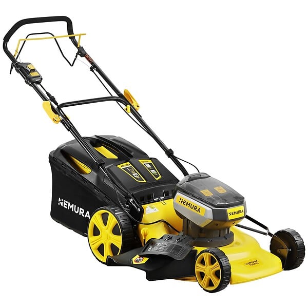 NEMURA - Tondeuse A Batterie 80V (2x40V) - Coupe 46cm - Autotractée + 2 Batteries 4Ah + Double Chargeur - Autonomie 500m2 - large