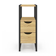 ID MARKET - Lot de 2 tables de chevet DETROIT 2 tiroirs et 1 niche bois et métal noir design industriel - vignette