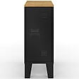 ID MARKET - Lot de 2 tables de chevet étroites ESTER 1 porte métal noir plateau façon hêtre design industriel - vignette