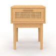ID MARKET - Lot de 2 tables de chevet ROBERT 1 tiroir effet naturel cannage et bois - vignette