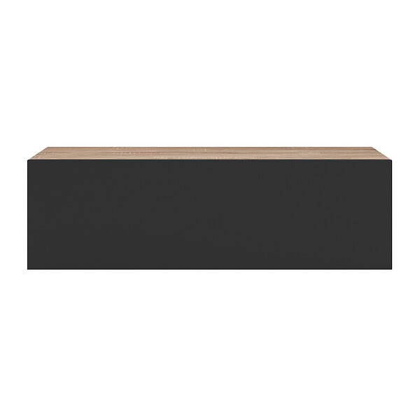 ID MARKET - Lot de 2 consoles suspendues étagères murales ELYOS 1 porte bois et noir - large