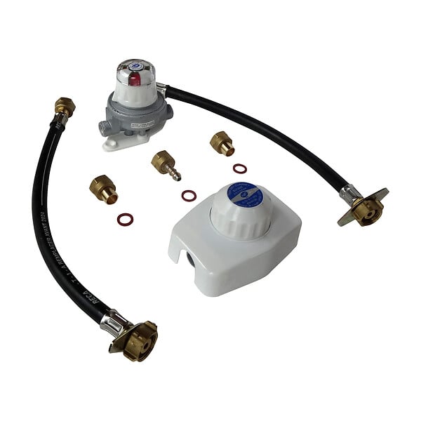 SOMATHERM FOR YOU - Ensemble détendeur gaz 1,3 Kg/h + inverseur avec lyres pour 2 bouteilles BUTANE - large