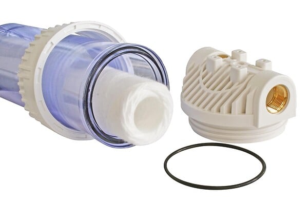 AQUAWATER - Filtre double avec cartouches de filtration et anticalcaire durée 6 mois - large