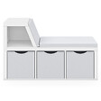 ID MARKET - Bibliothèque banc OSCAR 4 cases avec coussins gris et bacs tissus 102 cm blanc - vignette